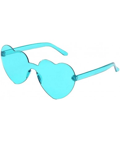 Square Heart Shaped Rimless Sunglasses Transparent Candy Color Frameless Glasses for Women Girls Party Gifts - Sky Blue - CC1...