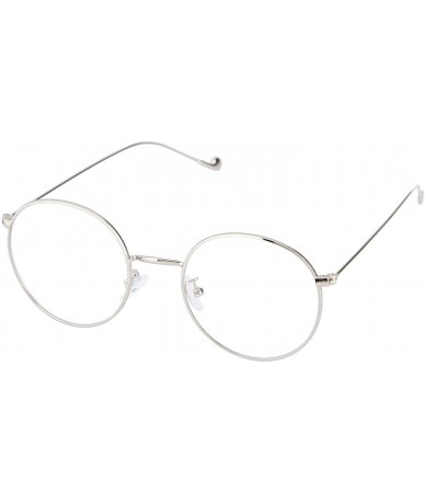 Aviator Men Women Metal Frame Aviator Sunglasses Retro Round Clear Lens Glasses - Silver - C61808HU34U $19.59