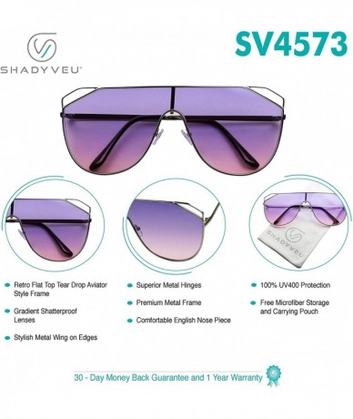 Shield Oversized Flat Top Aviator Sunglasses 80s Retro Shield Dual Tone Oceanic Flat Lens Tear Drop Metal Frame Shades - CT18...