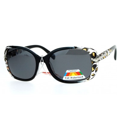 Square Womens Polarized Lens Sunglasses Square Rectangular Fashion Shades - Black Leopard - CQ186UQ53RU $24.38