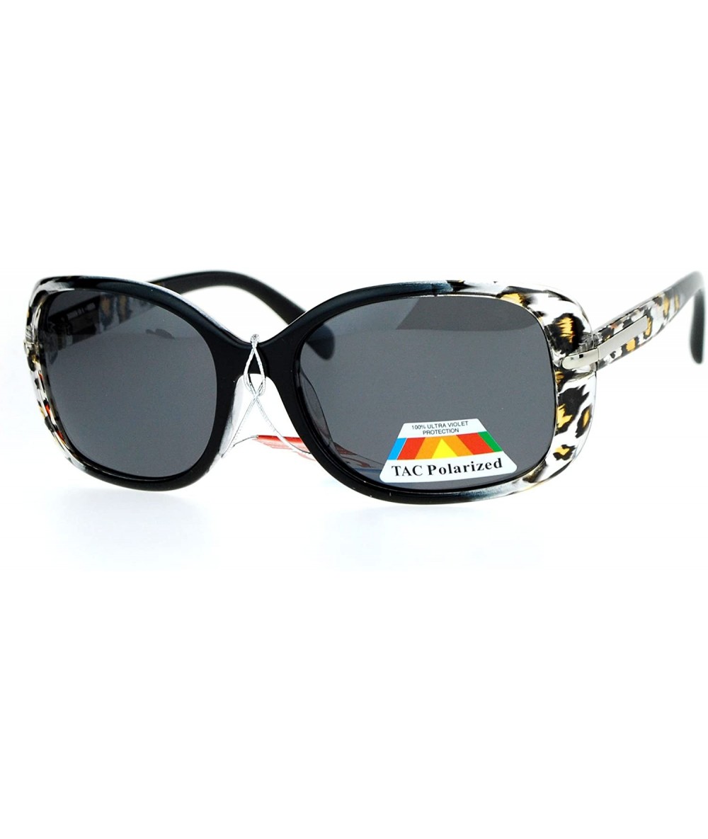 Square Womens Polarized Lens Sunglasses Square Rectangular Fashion Shades - Black Leopard - CQ186UQ53RU $14.30