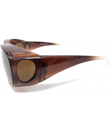 Oval The Bella Colorful Two Tone Ombre Fit Over OTG Oval Sunglasses - Cover Over Glasses - Blue Brown - CH18ZQ56RWW $21.34