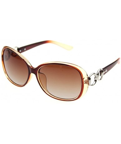 Round Classic Women's Shades Oversized Glasses Polarized Sunglasses UV400 - Brown Frame / Gradient Brown - C212NTOYU5O $11.89