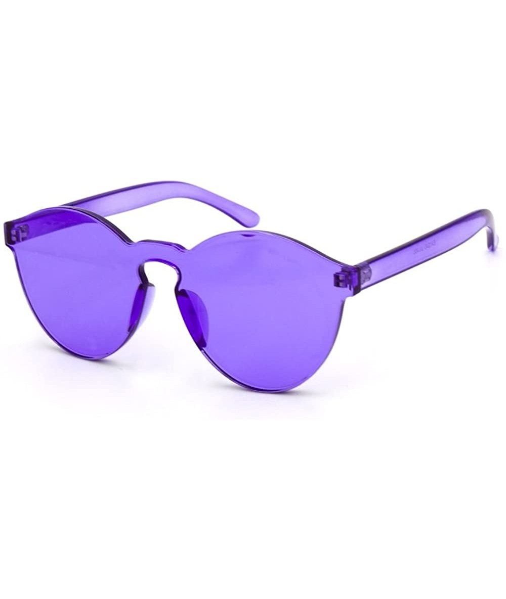 Rimless One Piece PC Lens Rimless Ultra-Bold Colorful Mono Block Sunglasses - Purple - CS18E5RU0CG $11.30
