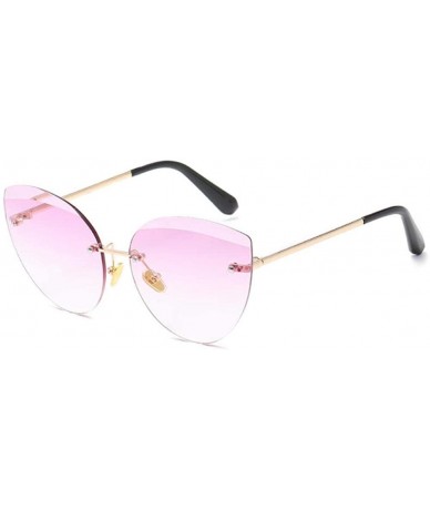 Cat Eye Rimless Sunglasses Designer Frameless Trimming - Purple - C21908CN9YE $16.52