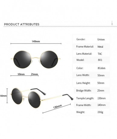 Aviator John Lennon Style Vintage Round Polarized Sunglasses for Men Women Small Circle Sunglasses - 2 Pack (Black+ Gold) - C...