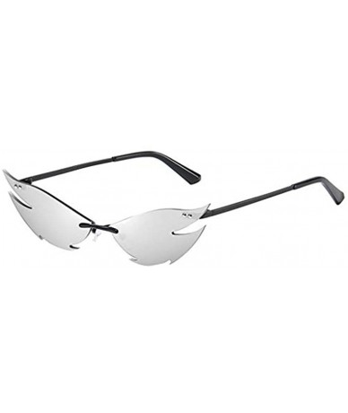 Square Women Cat Eye Sunglasses Glasses Shades Vintage Retro Vintage Sunglasses - Silver - CP1905AL5C6 $19.54