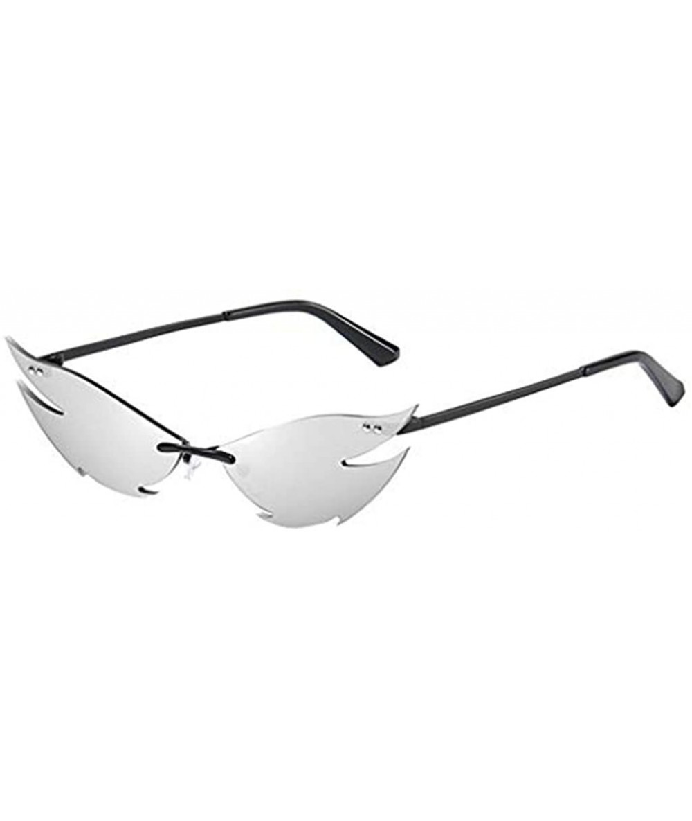 Square Women Cat Eye Sunglasses Glasses Shades Vintage Retro Vintage Sunglasses - Silver - CP1905AL5C6 $19.54
