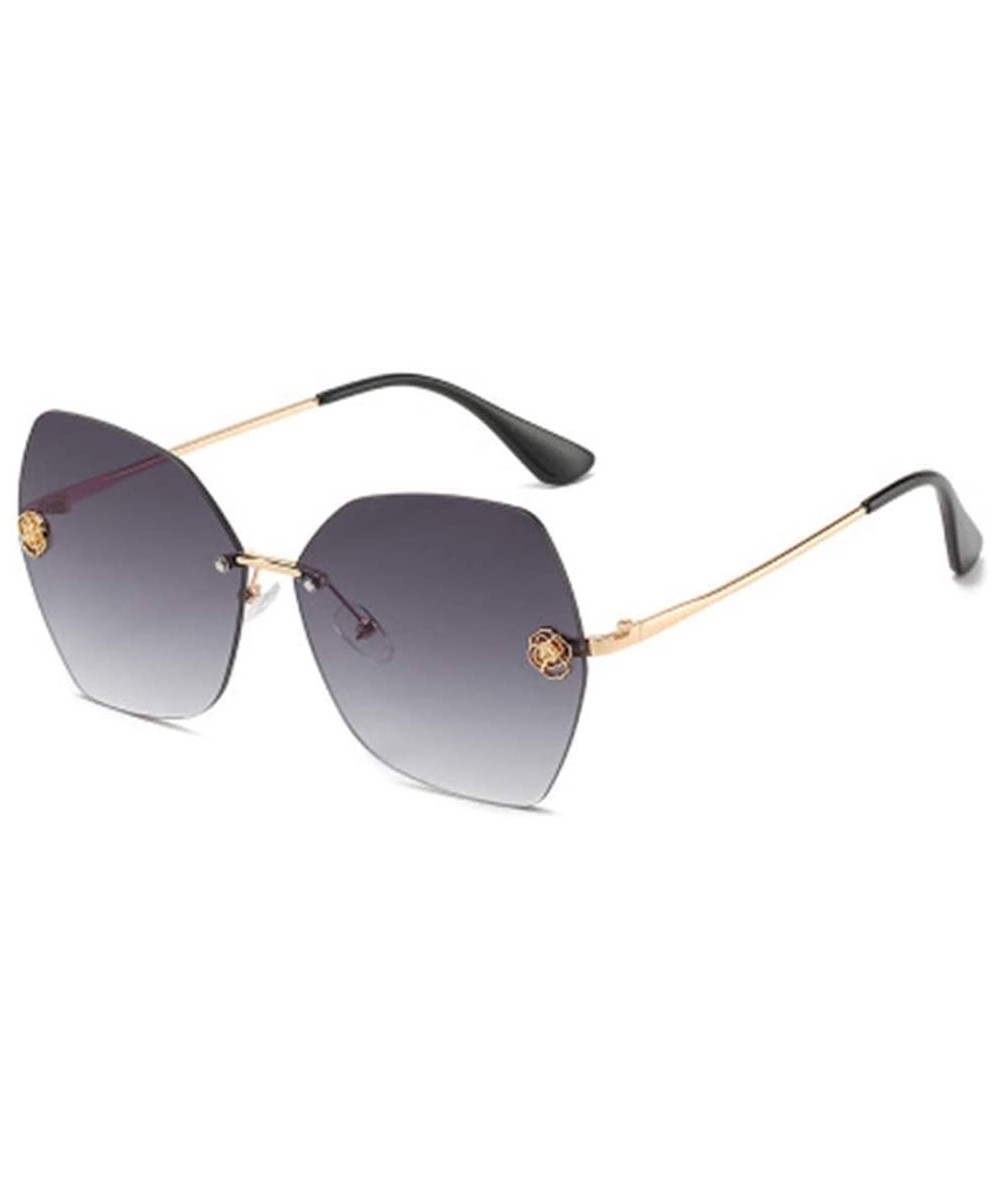 Sport Women's Fashion Sunglasses Metal Frameless Glasses UV Protection Sunglasses - 1 - CT1906CDLGD $27.26