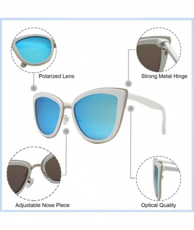 Cat Eye Polarized - Women Cat Eye Metal Bridge Oversized Design Sunglasses - UV Protection - CQ18I4EMSD8 $16.18