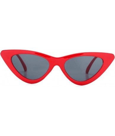 Cat Eye Women's Fashion Cat Eye Sunglasses Retro Vintage Narrow Clout Goggles Plastic Frame - Red/Black - CZ189LDMYAN $11.70