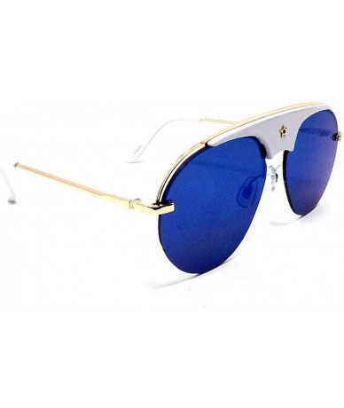 Aviator Star Brow Bar Semi Rimless Luxury Pilot Aviator Sunglasses - Gold & White Frame - CC18WRMO7CN $8.85