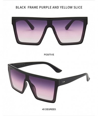 Square Women and Men Trendy Big Frame Meter Nail Sunglasses Fashion Siamese Square Sunglasses - Pink-1 - CX198DSODOK $18.76