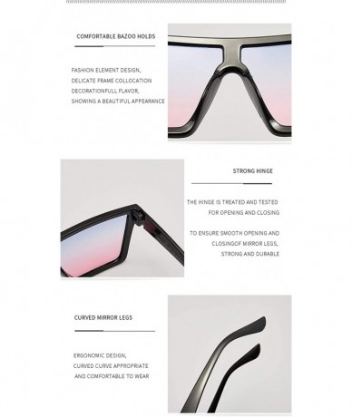 Square Women and Men Trendy Big Frame Meter Nail Sunglasses Fashion Siamese Square Sunglasses - Pink-1 - CX198DSODOK $18.76