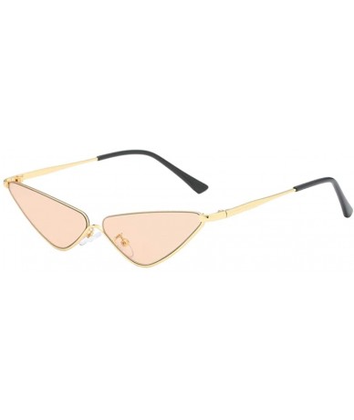 Round Sunglasses Small Round Metal Frame Cat Eye Candy Color Unisex Sun Glasses - Champagne - CN18Q73NT3G $8.54