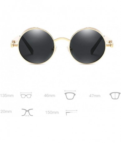 Goggle Unisex Sunglasses Polarized Round Metal Shades Steampunk UV400 Eyewear - Silver Frame/Silver Lens - CM18OWD4D6E $15.38