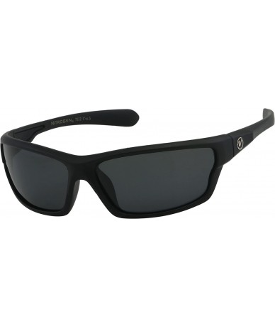 Wrap Men's Rectangular Sports Wrap 65mm Polarized Sunglasses - Black Matte Rubberized - CO12MZZXXXU $22.52