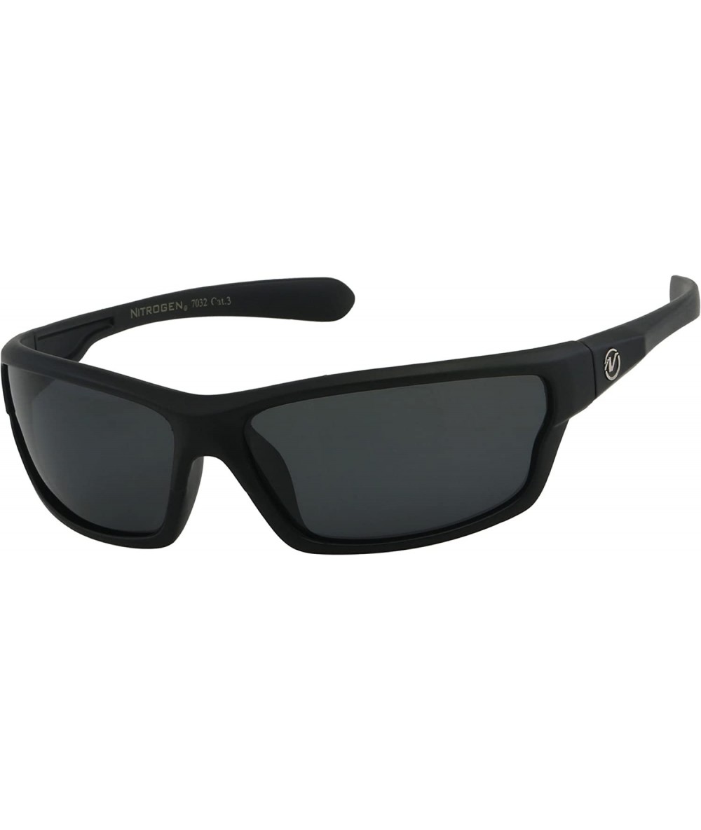 Wrap Men's Rectangular Sports Wrap 65mm Polarized Sunglasses - Black Matte Rubberized - CO12MZZXXXU $12.45