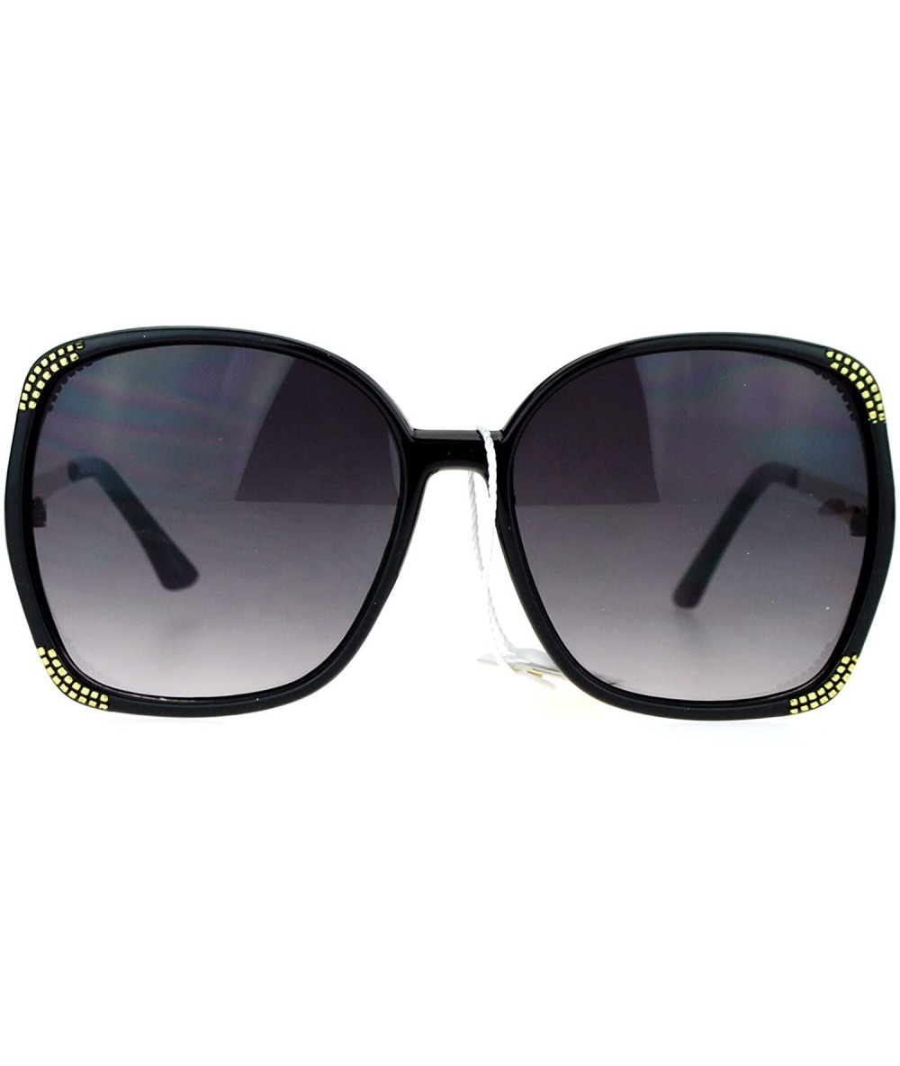 Square Classic Vintage Chic Sunglasses Oversized Square Frame Womens Fashion - Black - CH188NY3I67 $12.68