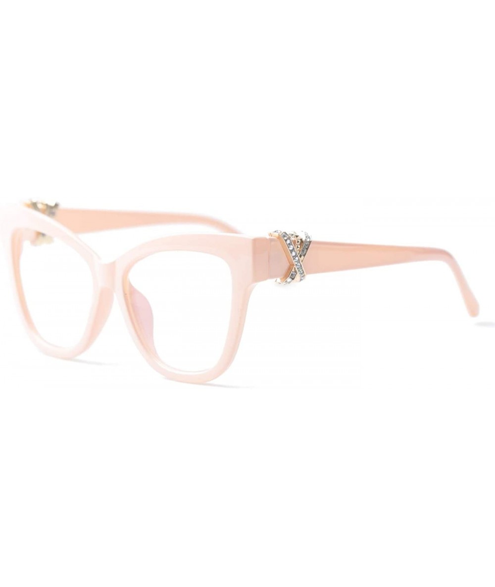 Oval Womens Butterfly Frame Reading Glasses w/Shiny Rhinestones - Nude - C918ZSK76O9 $11.32