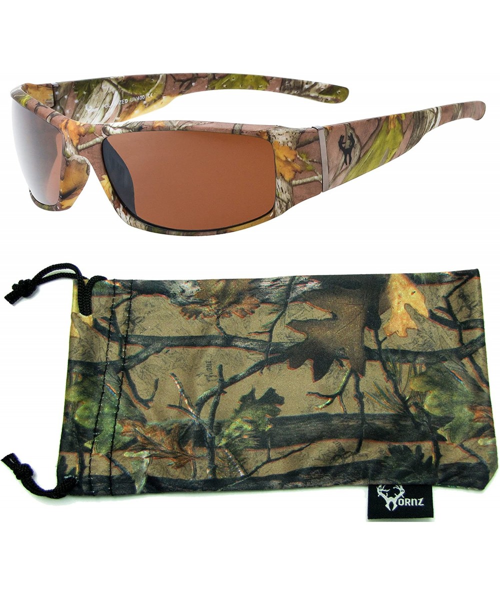 Sport Polarized Sunglasses for Men Brown Forrest & Orange Camouflage Full Frame - Brown Forrest Camo - C21822RU686 $31.43
