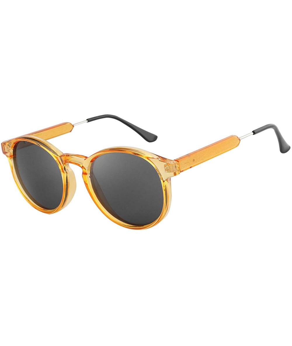 Oversized Classic Vintage Circle Frame Sunglasses for Men Women HD2004 - Orange - CY17YCG2HND $17.48