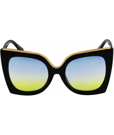 Square Large Flat Top Square Cat Eye Fashion Oversized Women Sunglasses Thick Frame - CO18O443WOX $10.71