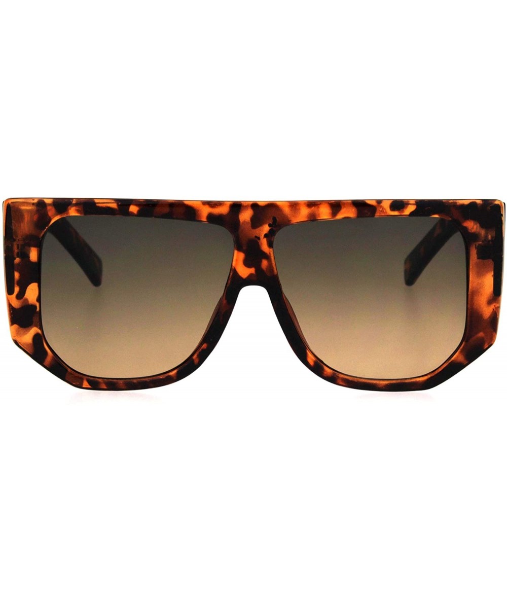 Square Womens Flat Top Mob Thick Plastic Mafia Retro Sunglasses - Tortoise Brown Smoke - C618I7CIDM2 $9.51