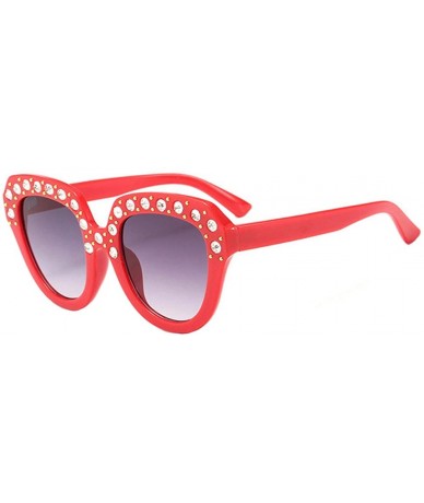 Cat Eye Sunglasses for Women Cat Eye Vintage Sunglasses Retro Oversized Glasses Eyewear Diamond - Red - C618QMX7IL9 $9.14