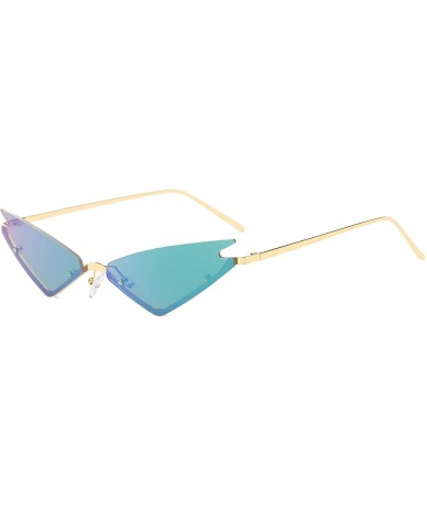Rimless Small Cateye Sunglasses Futuristic Rimless Mirrored Lens - Green Mirrored Lens - CF18T8A35S8 $13.08