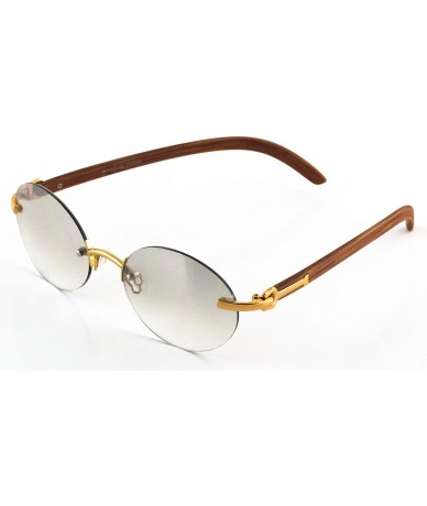 Oval Retro Wood Buffs Vintage Style Gangster Rimless Clear Lens Oval Eye Glasses - Tinted-clear/Cherry - CE18UZQMTGU $11.97
