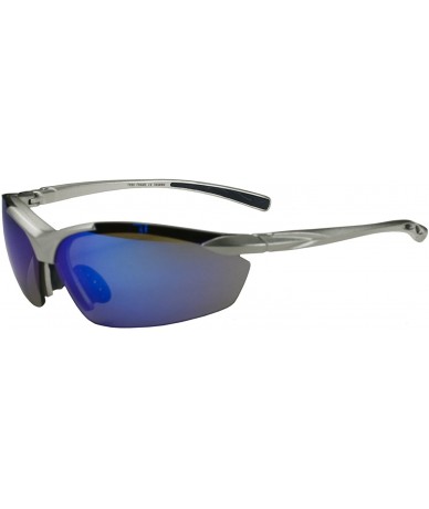 Rimless TR18 Sports Wrap Sunglasses for Golf - Fishing - Cycling - Running - Unbreakable - Silver & Blue - CY11RWR395T $12.72