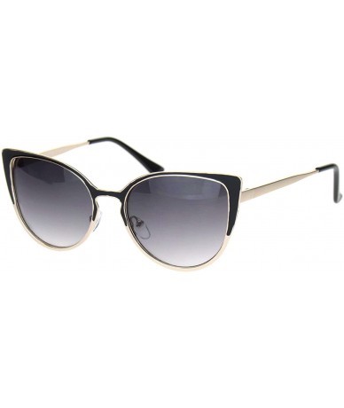 Cat Eye Womens Metal Rim Retro Fashion Cat Eye Mod Sunglasses - Black Gold Gradient Black - CY18MDZ930I $25.21