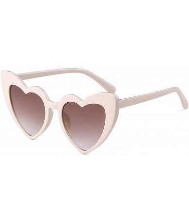 Goggle Clout Goggle Heart Sunglasses Vintage Cat Eye Mod Style Retro Kurt Cobain Glasses - Beige Double Light Brown - CM188YC...