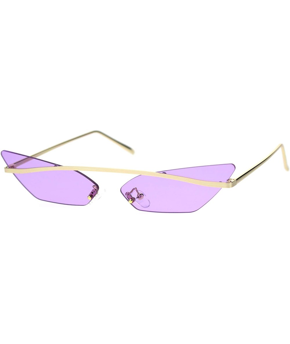 Rimless Womens Narrow Half Top Bridge Rim Rimless Cat Eye Sunglasses - Gold Purple - CD18TY70CSE $15.94