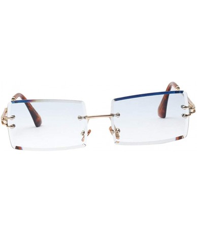Rimless Vintage Rectangle Cut Rimless Sunglasses Designer Tinted Lens Eyewear - Blue - CQ195WOKRC2 $8.26