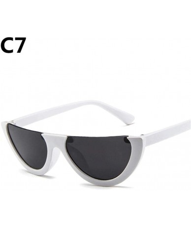 Aviator 2019 Half-box Cat Eye Sunglasses Women Brand Designer Fashion Sunglasses C1 - C7 - CL18YQTOCLZ $19.03