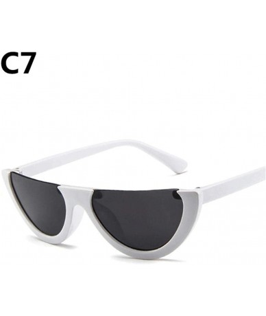 Aviator 2019 Half-box Cat Eye Sunglasses Women Brand Designer Fashion Sunglasses C1 - C7 - CL18YQTOCLZ $11.86