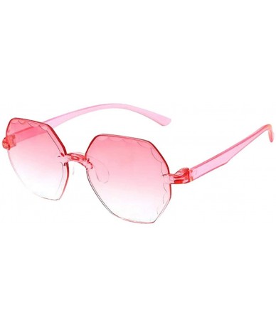 Sport Frameless Multilateral Shaped Sunglasses One Piece Jelly Candy Colorful Unisex - Red - C4190ML0CML $8.43
