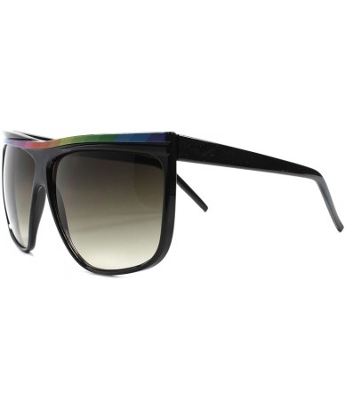 Oversized Rainbow Accents Retro Fashion Indie Hip Hop Oversized Square Sunglasses - Black - CQ18937TZOM $15.67