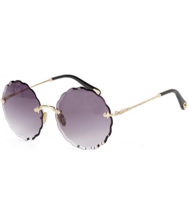 Round Women's gradient round frame sunglasses- new flowers frameless personality sunglasses - E - CX18S7K7476 $43.83