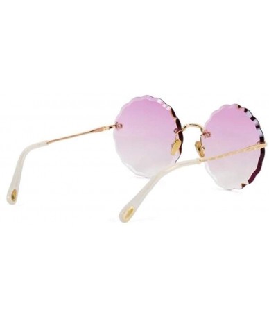 Round Women's gradient round frame sunglasses- new flowers frameless personality sunglasses - E - CX18S7K7476 $43.83