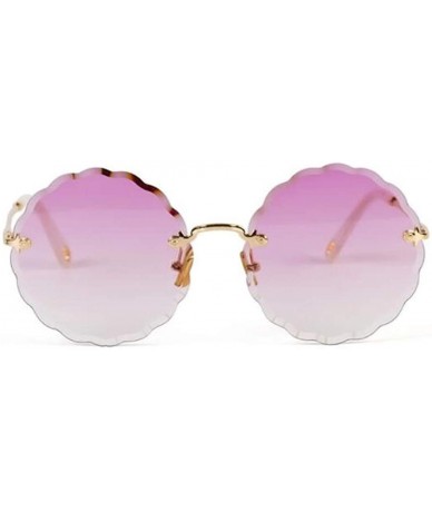 Round Women's gradient round frame sunglasses- new flowers frameless personality sunglasses - E - CX18S7K7476 $43.83