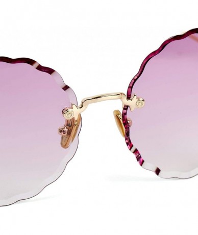 Round Women's gradient round frame sunglasses- new flowers frameless personality sunglasses - E - CX18S7K7476 $43.83