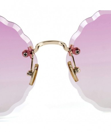 Round Women's gradient round frame sunglasses- new flowers frameless personality sunglasses - E - CX18S7K7476 $43.83