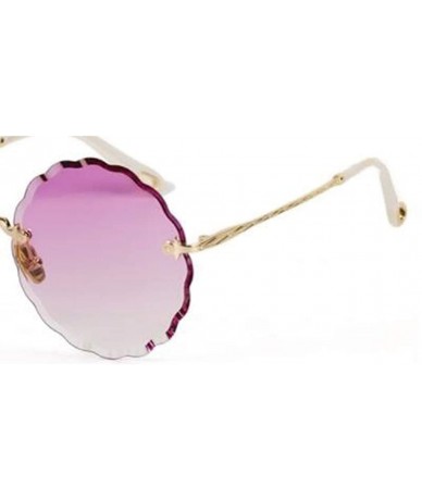 Round Women's gradient round frame sunglasses- new flowers frameless personality sunglasses - E - CX18S7K7476 $43.83