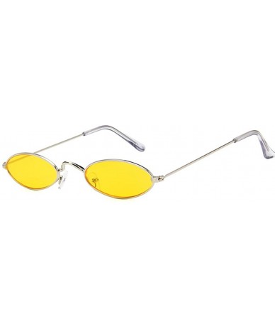 Oval Sunglasses For Man HD Casual Cool Metal Oval Glasses 2018 New Fashion - Silver Frames Yellow Lens - CV18D6HD0QX $13.00