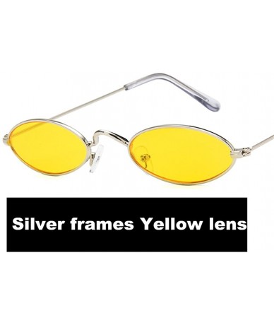 Oval Sunglasses For Man HD Casual Cool Metal Oval Glasses 2018 New Fashion - Silver Frames Yellow Lens - CV18D6HD0QX $13.00