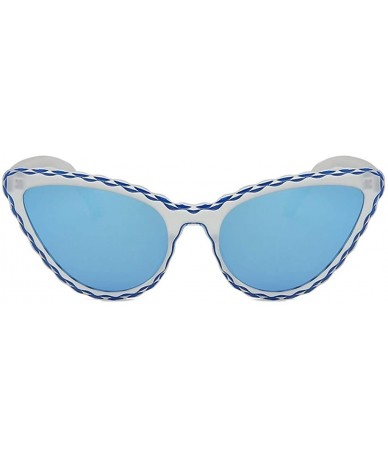 Goggle Women's Fashion Retro Vintage Cat Eye Sunglasses for Women Goggles Frame Integrated Stripe Vintage Glasses - D - CZ18U...