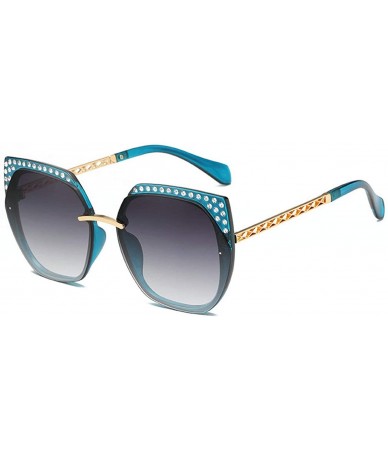 Rimless Fashion Cat Sunglasses Luxury Diamond Rimless Lady sun glasses uv400 - Blue - C018RTIMDLK $14.15
